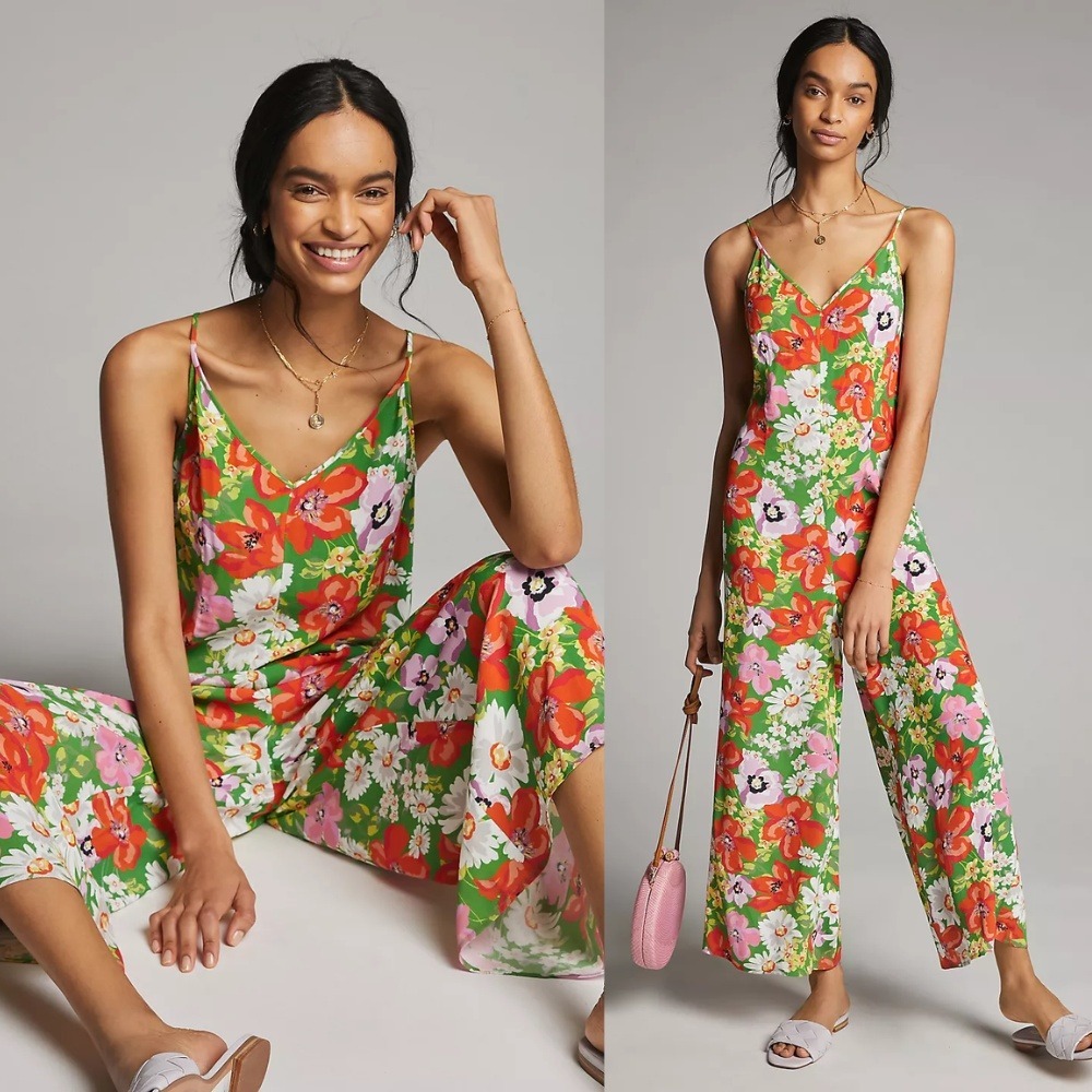 Anthropologie Kachel Pandora Wide-Leg Jumpsuit Floral Print 4‎